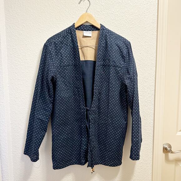 Akashi-Kama Noragi Unisex Jacket in Yama Indigo 100% Cotton Navy size XL - Picture 4 of 9